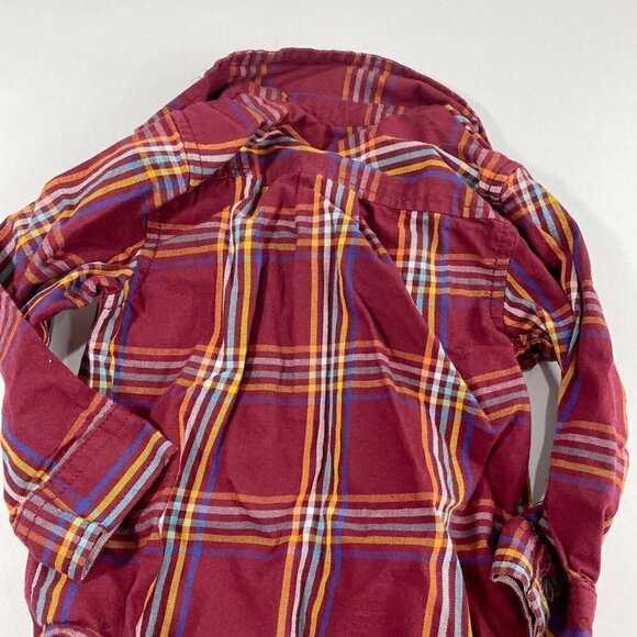 Cat & Jack Maroon Plaid Long Sleeve Button Down Shirt Baby Sz 18 month - Picture 7 of 7